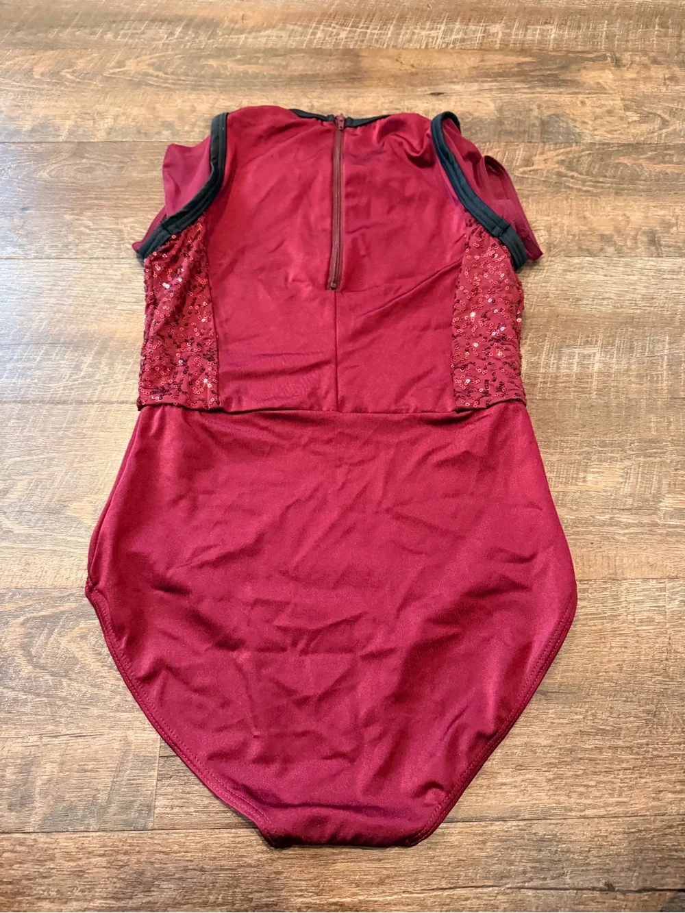 Weissman Burgundy Sequin Dance Leotard Girls LC Large Child Ballet Jazz Costume